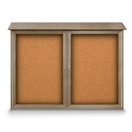 United Visual Products Indoor Enclosed Combo Board, 48"x36", Satin Frame/White Porc & Apricot UVCB4836-WHTPORC-APRICOT